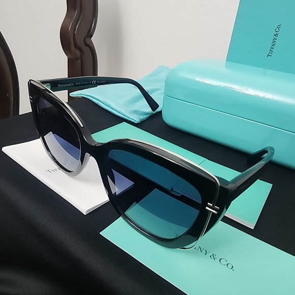 Tiffany & Co sunglasses 4148 8001/4u black frames silver tone hardware 54-17 140 main image 4